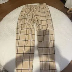 GUチェック柄 ベージュ ロングパンツ 150cm