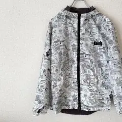 リバーシブル　マウンテンパーカ　長袖　フード　登山　ランニング　S