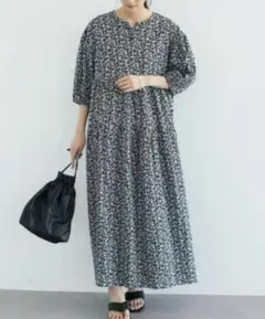 CRAFT STANDARD BOUTIQUE6分袖丈ティアード小花柄ワンピース