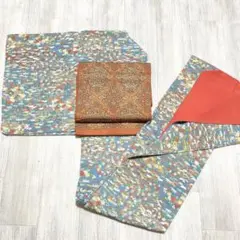 【G100】着物 小紋 袷 正絹 水色 単品販売 初心者・着付練習やアレンジに