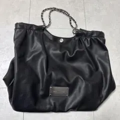 アベイル　ブラック レザー風 ハンドバッグ　トートバッグ