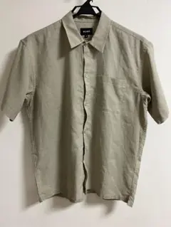 BEAMS メンズ半袖シャツ カーキ　Ｍサイズ　リネン混紡