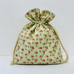ハンドメイド 巾着袋 ベリー ライトグリーン