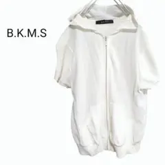 【B.K.M.S】半袖パーカー メッシュ フーディ オフホワイト トレーニング
