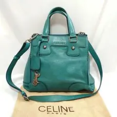 CELINE ターコイズ 2way ハンドバッグ レザー