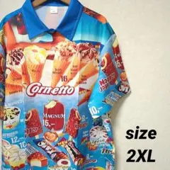 アイスクリーム オープンカラー メンズ おもしろ アロハ シャツ