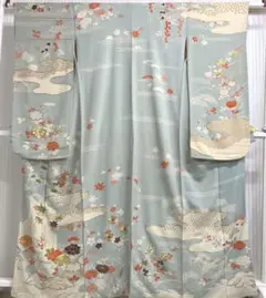 貴重◆アンティーク振袖中振袖◆正絹◆縮緬◆金駒刺繍◆刺繍裄64.5丈159