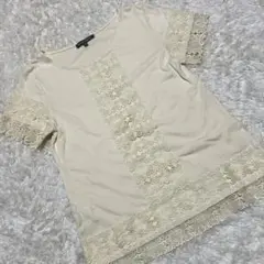 ローラアシュレイ LAURA ASHLEY カットソー　レース　刺繍S M