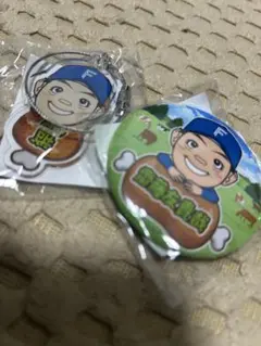 【齋藤友貴哉】ファイターズ肉祭り 缶バッチアクリルキーホルダーセット