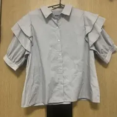 Chulatte 半袖 フリル Tシャツ グレー ブルー Lサイズ