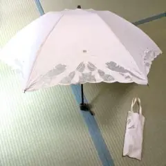 ブロンズ　レース装飾ホワイト　白　ベージュ　日傘 折りたたみ式　レディース　女性