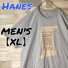 M70【Hanes】ビックシルエット プリント Tシャツ 【メンズXL】グレー