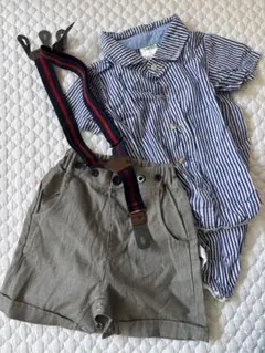 ストライプ柄シャツとショートパンツセット 70