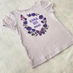 ANNA SUI mini バタフライ バラ Tシャツ 半袖 薄紫