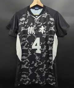 ◇asics◇バレーボール◇ユニフォーム◇半袖◇ブラック◇#4◇サイズO◇