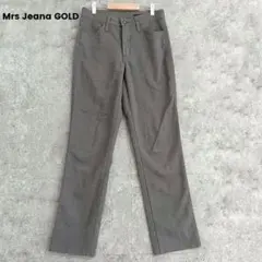 美品✨️ミセスジーナゴールド　ストレートパンツ　カジュアルパンツ　グレー　無地