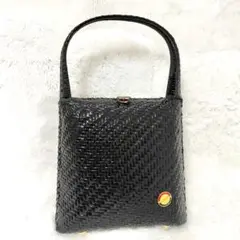 アルベルティーノ チャッピ 編み込みかごバッグ 黒