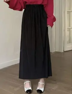 SHEIN ブラック プリーツ ロングスカート