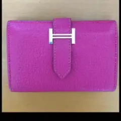 エルメス ベアン カードケース ローズショッキングピンク 刻印L