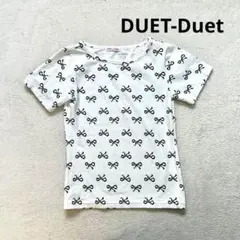 【DUET-Duet 】M リボン柄 半袖Tシャツ カットソー ホワイト