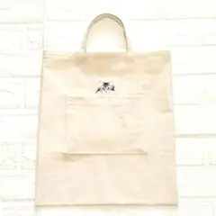トートバック　猫柄　シンプル　エコバック　縦型レッスンバック　サブバック