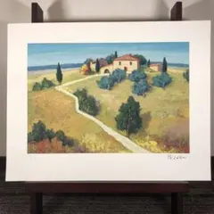 ペッサーニ　「丘の上の家」 版画　ジクレー　額縁無し　美品