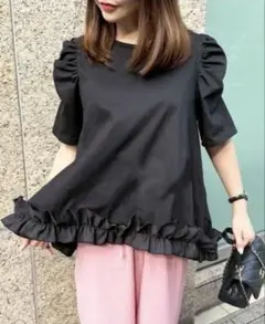 Myu裾フリル AラインTシャツ新品未使用タグ付きブラック