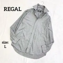 リーガル REGAL 長袖シャツ グレンチェック L ノンアイロン コットン