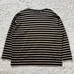 未使用級　AUBERGE　COCO　ブラック×エクリュ　44　ボーダーTシャツ