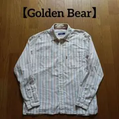 新品同様【Golden Bear】 ストライプ長袖シャツ カジュアルシャツ