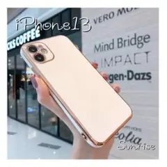 iPhone 13 ケース ホワイト×ゴールド 韓国 おしゃれ