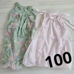 ノースリーブ花柄ワンピース2点セット 100cm