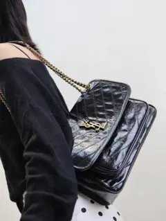 YSL ブラックレザー ショルダーバッグ