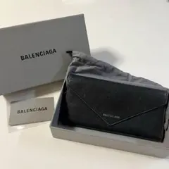 BALENCIAGA バレンシアガ 長財布 折り財布 黒 ブラック レザー ロゴ