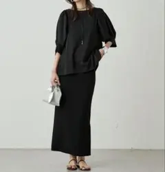 新品★LOUNGEDRESS★ポンチZIPタイトスカート★ブラック★Lサイズ