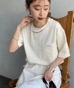 [LACOSTE] ワンポイントロゴ クルーネックポケットTシャツ（タグなし）