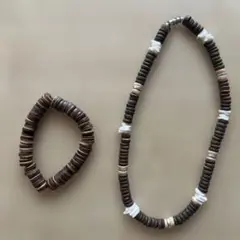 ココナッツウッドネックレスとブレスレットセット
