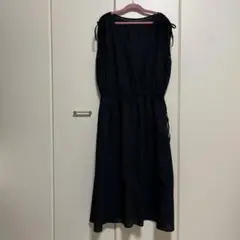 グローバルワーク　ギャザーワンピース　ノースリーブワンピース　フリーサイズ　黒