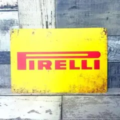 ブリキ看板☆ Pirelli ピレリ ガレージ レトロ 車 460