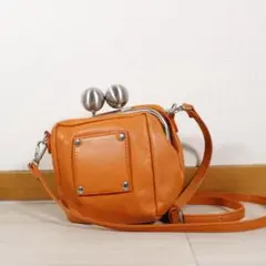 【美品】Kawa-Kawa ショルダーバッグ オレンジ レザー がま口