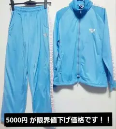 最終値下げ！ROXY水色ロゴ入りラインジャージ。L。これ以上値下げ一切ナシ！