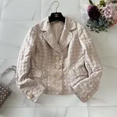 harrods ベージュ ドット柄 テーラードジャケット　ハロッズ