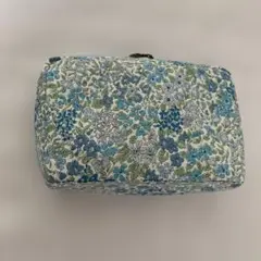 リバティ　ボックス　ポーチ　水色　ブルー　花柄　新品