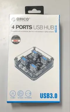 USBハブ 4ポート 転送速度 最大5Gbps 電源供給ポート付 クリアボディ