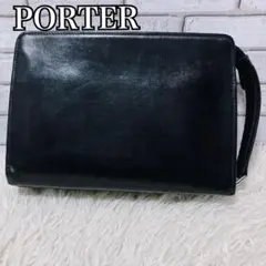 【現行】 ポーター フラックスポーチ クラッチバッグ レザー 黒