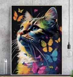 カラフルな猫 ダイアモンドアートキット 30×40