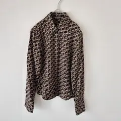 エールペベ 総柄シャツ 長袖 個性派 おしゃれ アクセント 差し柄 レディース