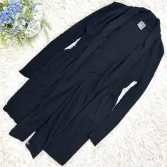 アールドゥトゥワ リブ編み ロングカーディガン ブラックMサイズ 春秋 薄手