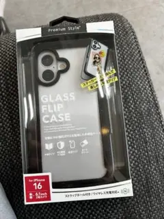 ★未使用★iPhone 16 ガラスフリップケース ブラック