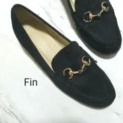 Fin フィン ビット付きローファー エコスウェード ブラック 24.5